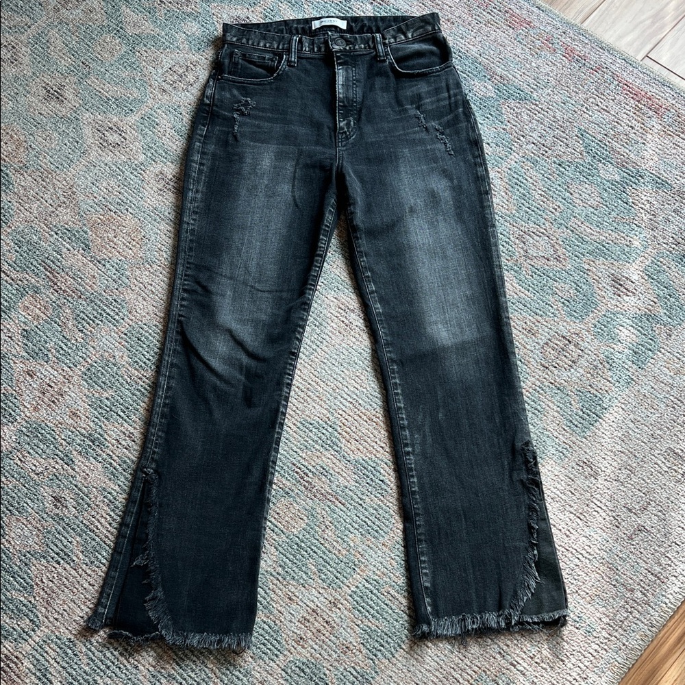 Moussy black high waisted split hem Jeans